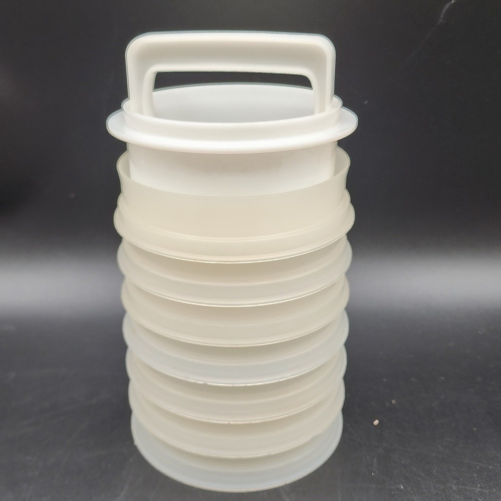 Tupperware White Hamburger Press Keepers Set VTG Kitchen Food Prep Storage